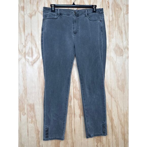 J. Jill Gray Wash Denim Authentic Fit Slim Ankle Jeans Size 14 - Picture 2 of 8